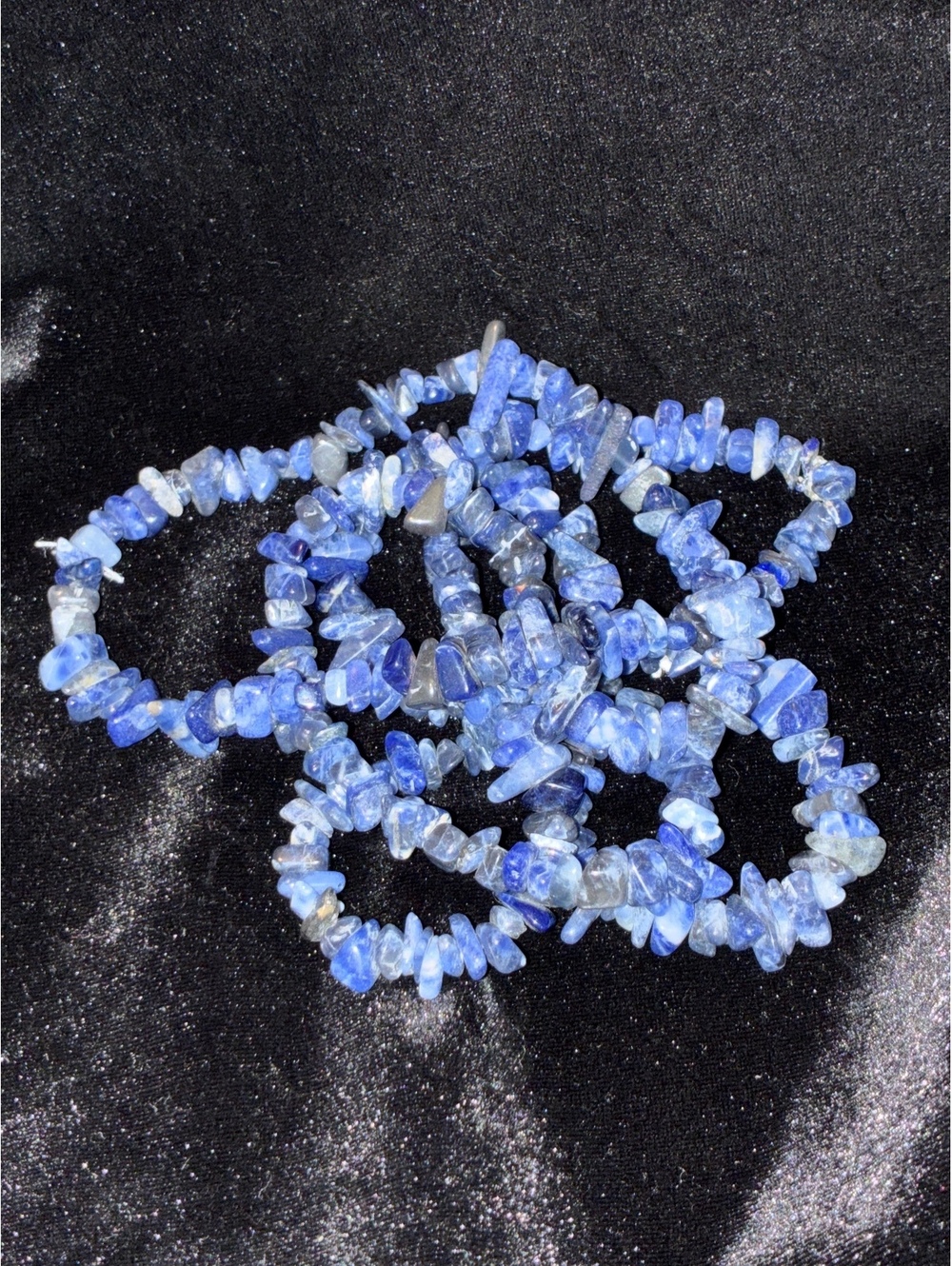 Genuine Blue Sodalite Stone Chip Endless Necklace, 34” Layering Crystal Strand